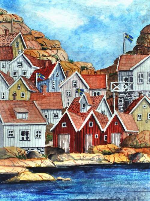Souostroví Švédsko malba skládačky online