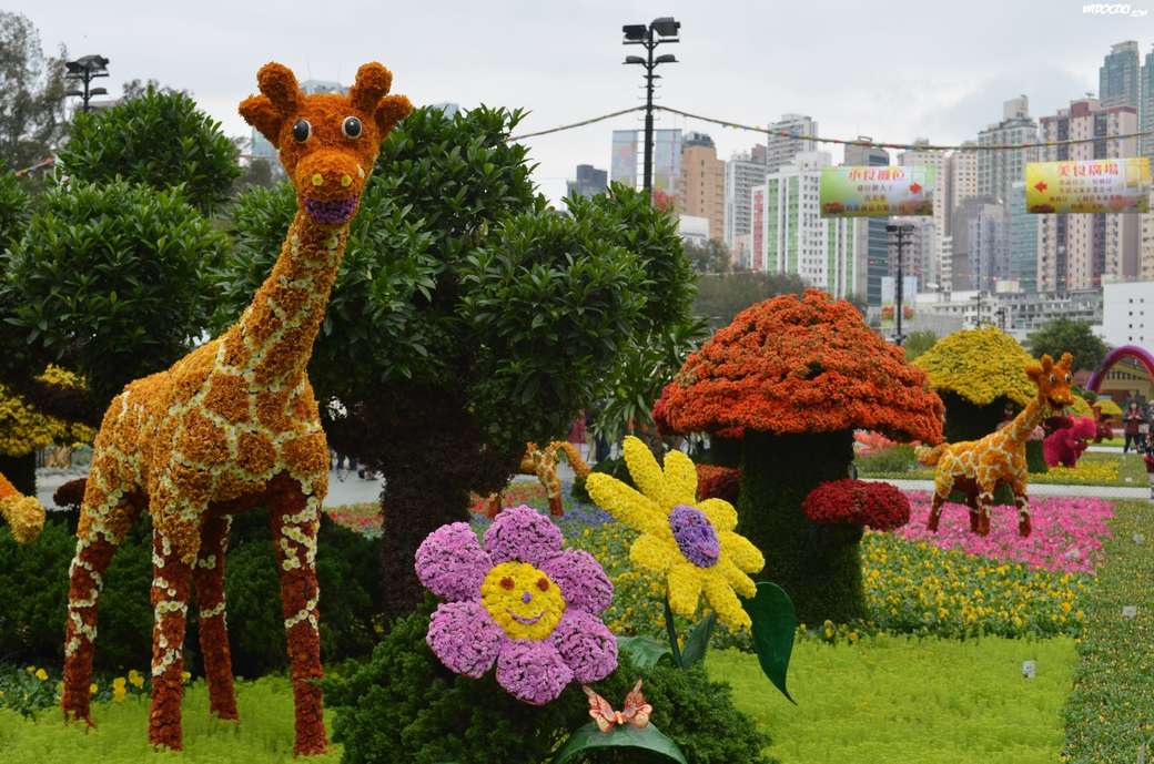 parterre de fleurs coloré dans le parc puzzle en ligne