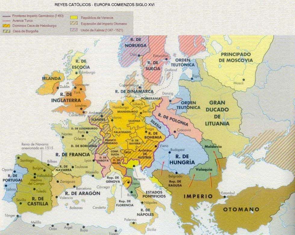 Carte Europe Rois Catholiques puzzle en ligne
