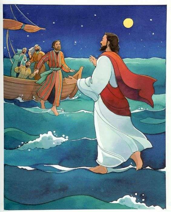 Ο ΙΗΣΟΥΣ περπατάει στο νερό παζλ online