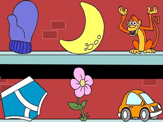 m ist für Fäustling Moon Monkey Unterwäsche Blumenauto Online-Puzzle