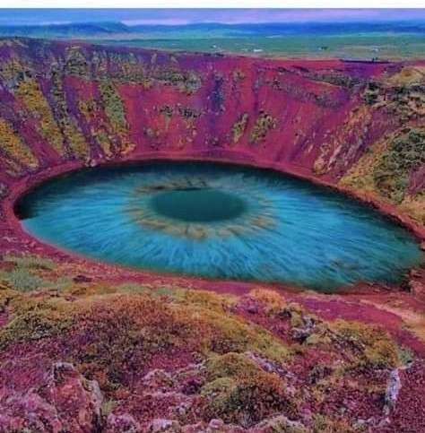 Volcano crater lake on Iceland "eye of the world" online puzzle