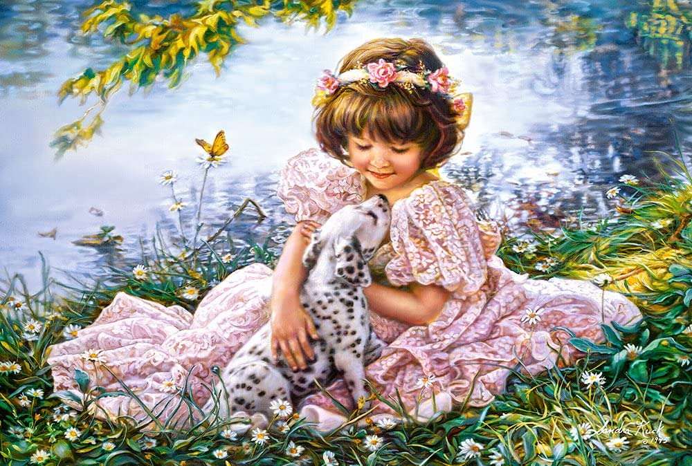 Girl with dog jigsaw puzzle online