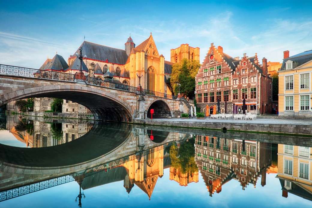 Panorama orașului Ghent Belgia jigsaw puzzle online