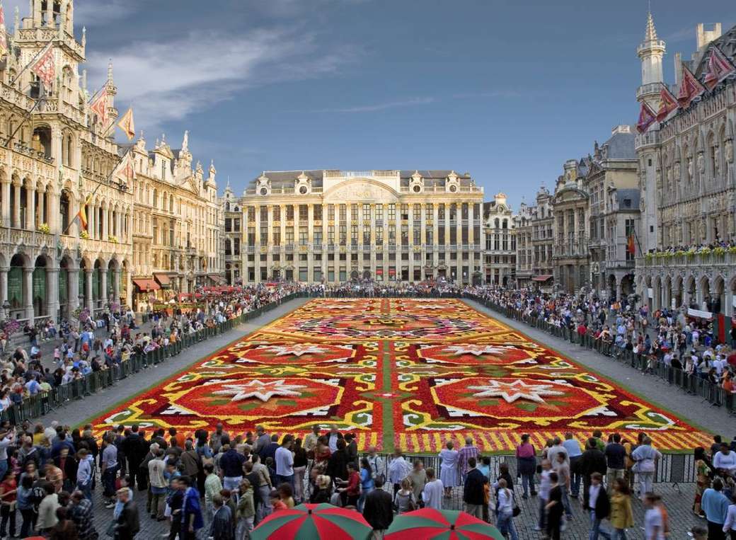 Blommamatta i centrum av Bryssel Pussel online