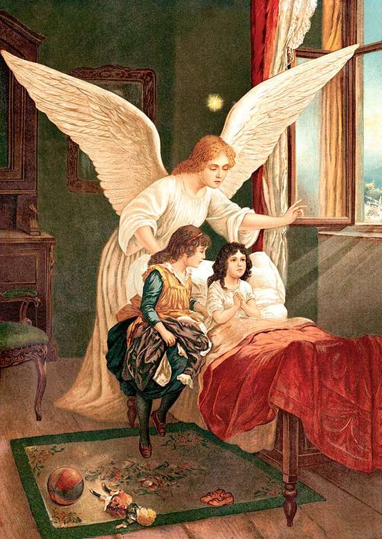 Schutzengelbildchen Engel am Krankenbett Online-Puzzle