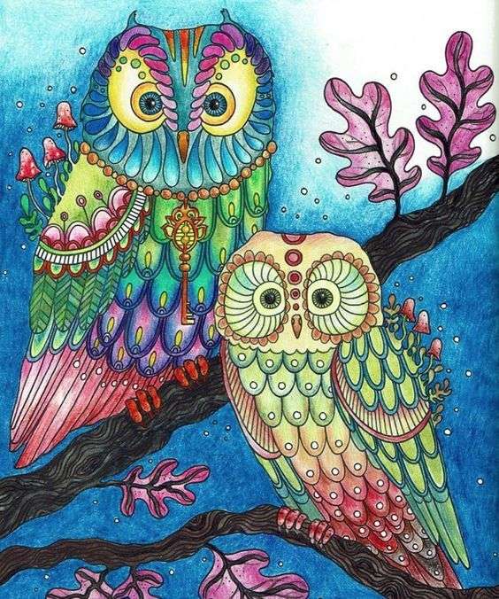 Two colorful owls jigsaw puzzle online