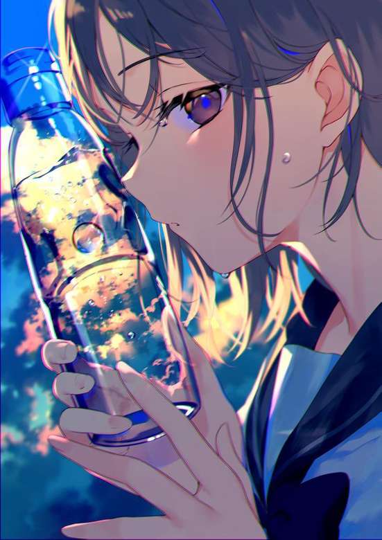 Κορίτσι anime μπουκάλι νερό online παζλ