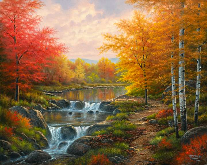 Красочный осенний пейзаж пазл онлайн