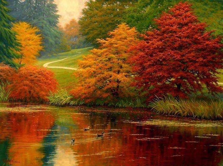 Paisaje de otoño colorido rompecabezas en línea