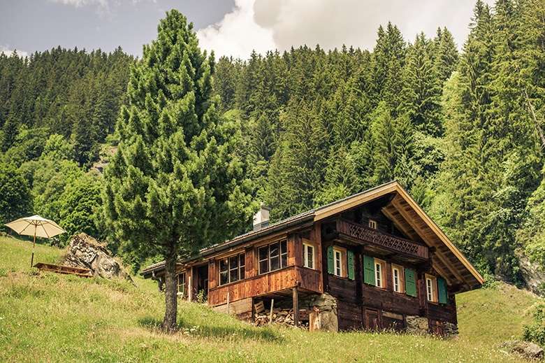 Alpiene hut in Zwitserland online puzzel