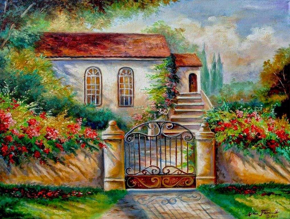 Painting church in beautiful landscape online puzzle