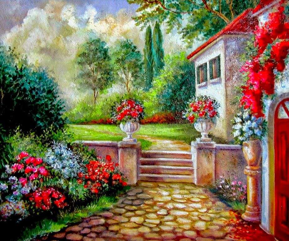 Painting house with garden jigsaw puzzle online