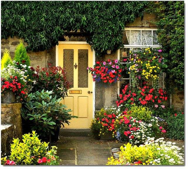 Abundența de flori în fața casei puzzle online