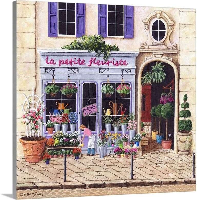 Målningblommabutik i Frankrike Pussel online