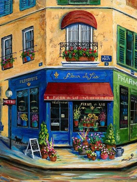 Gemälde Blumenladen in Frankreich Puzzlespiel online