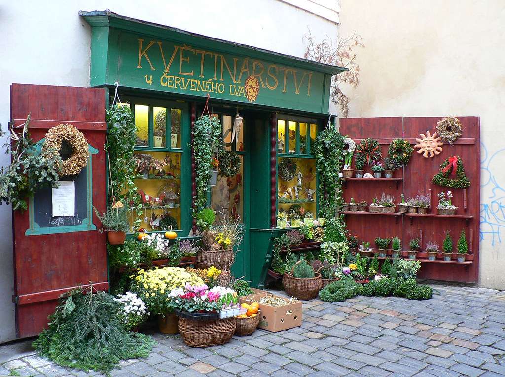 Blomsterbutik i Prag pussel på nätet