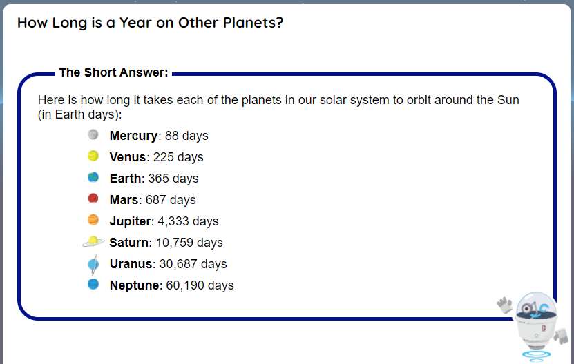 あなたは宇宙で何歳ですか？ オンラインパズル