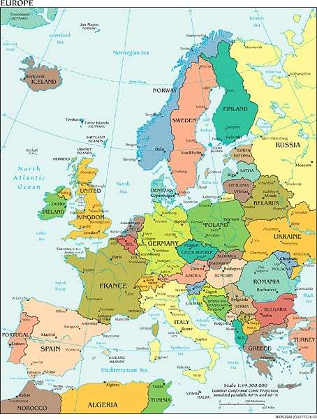 Evropský kontinent skládačky online