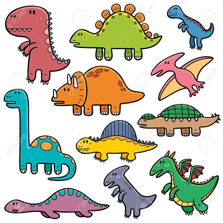 Caricature de stock de Dino puzzle en ligne