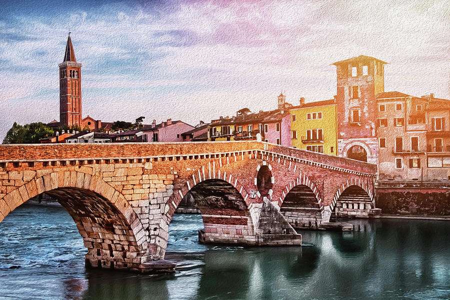 Verona Brücke über den Fluss Online-Puzzle