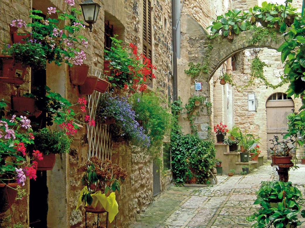 Spello is known for its flowers in the alleys jigsaw puzzle online
