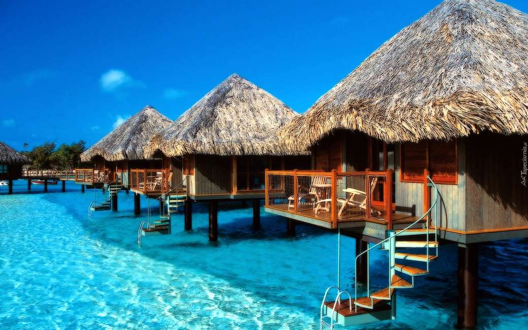 Seychellerna - fritidshus på vattnet Pussel online