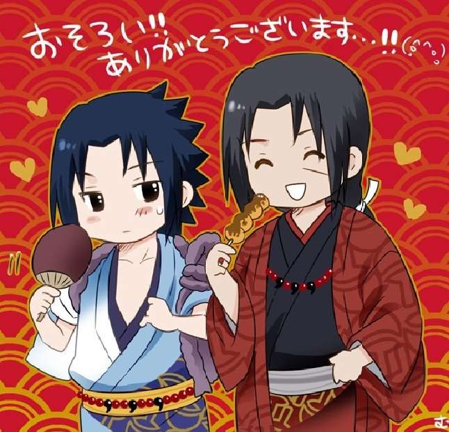 Itachi en Sasuke in kimono online puzzel