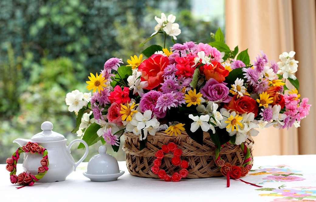 Flores na cesta quebra-cabeças online