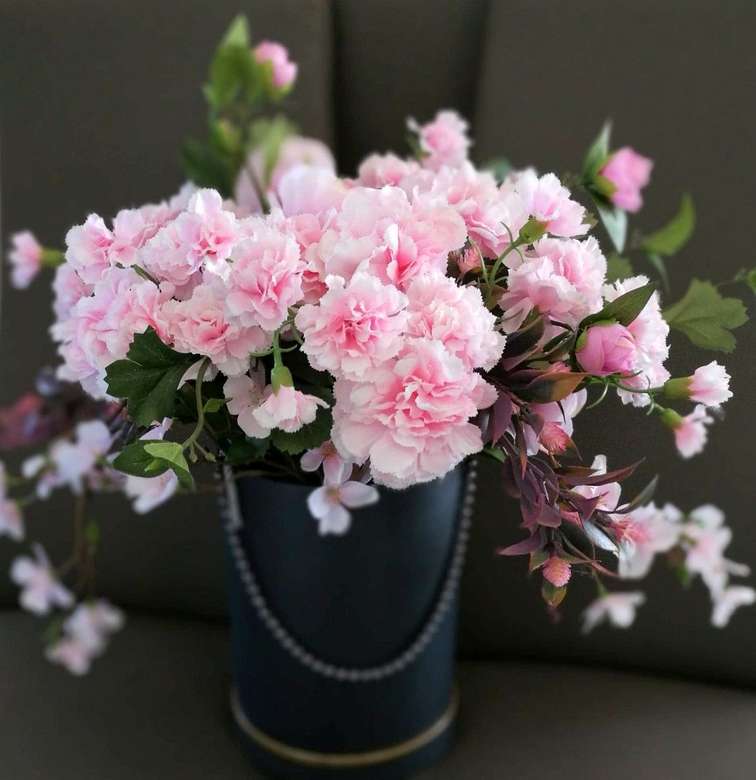 букет розовых цветов онлайн-пазл
