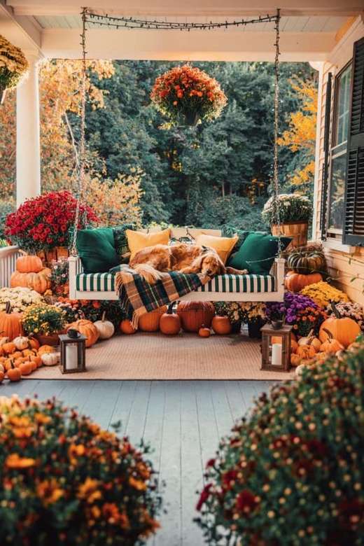 På verandan på hösten Pussel online