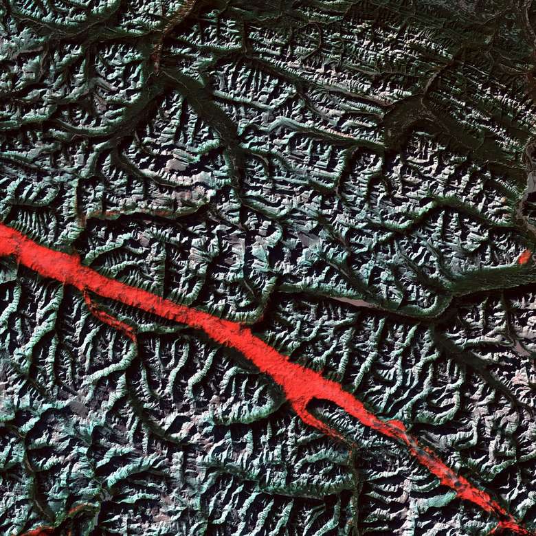 illustrazione satellitare grigia, nera e rossa puzzle online