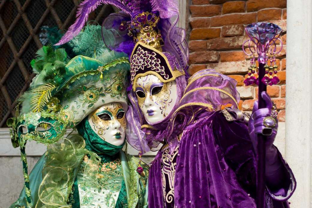 Venetianska masker och dräkter Venedigs karneval Pussel online