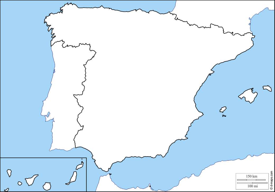 Blanco kaart Spanje online puzzel