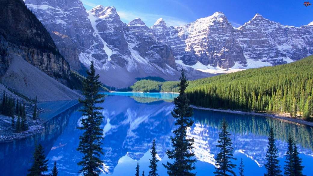 Montanhas, lago quebra-cabeças online