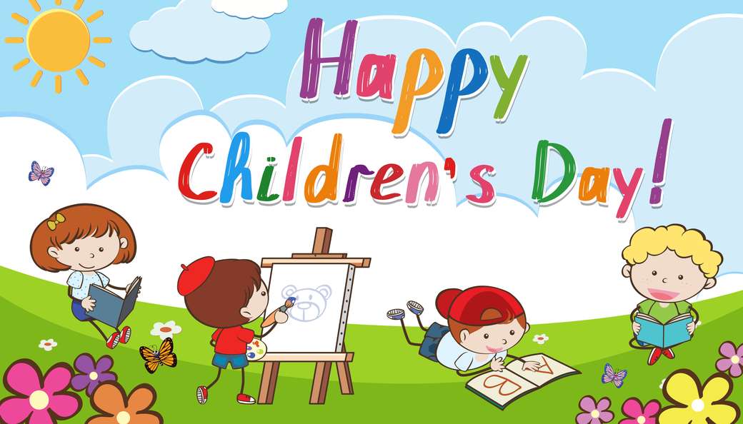Giornata dei bambini felici puzzle online