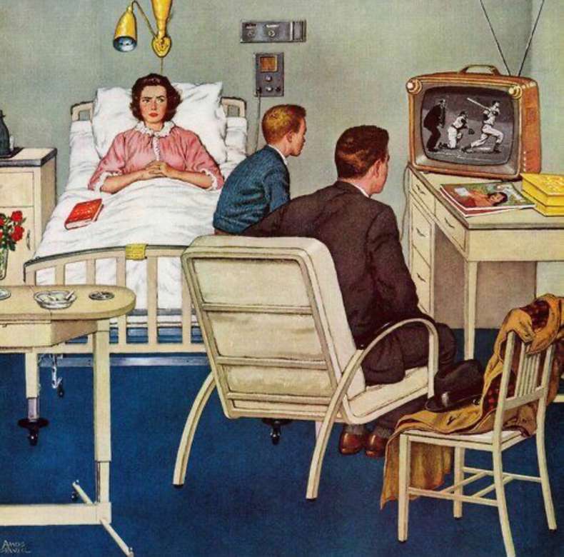 Místo na nemocnou se dívají na televizi pussel på nätet