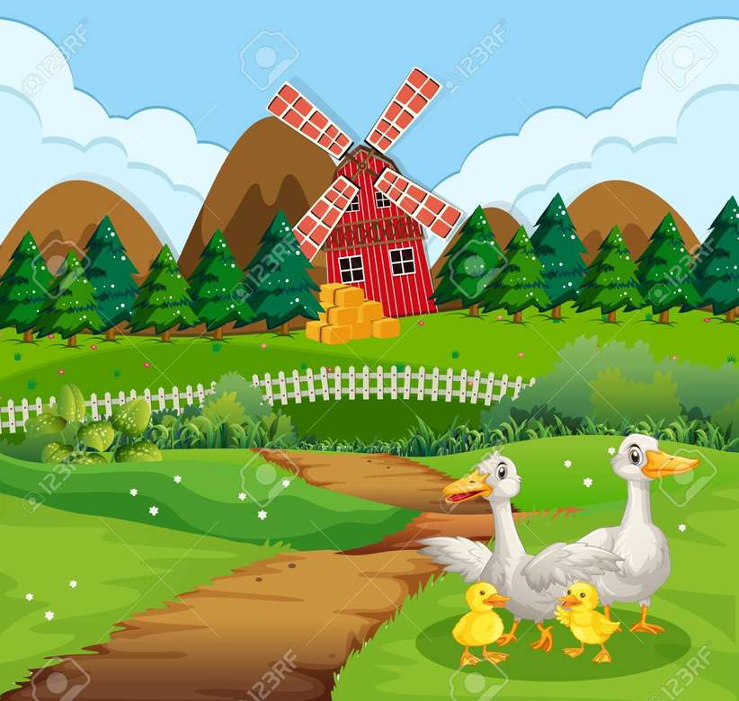 Windmill. Ducks online puzzle