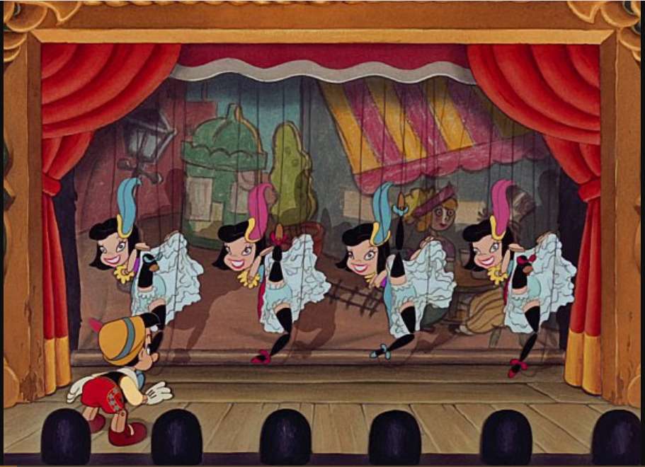 Pinocchio och dockor i teatern pussel på nätet