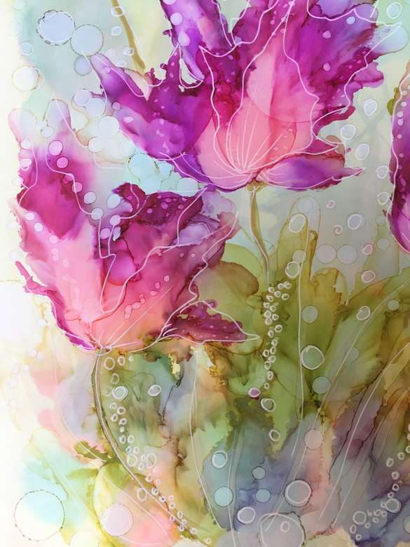 Silk painting flowers jigsaw puzzle online