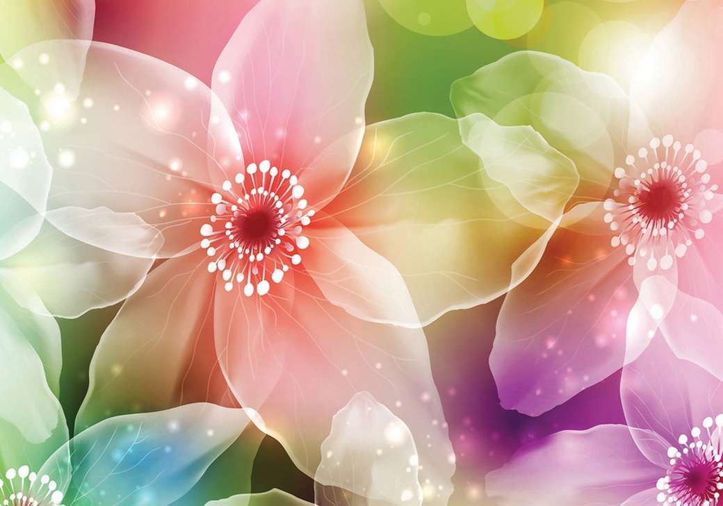 Μεταξωτά ζωγραφισμένα φωτεινά λουλούδια παζλ online
