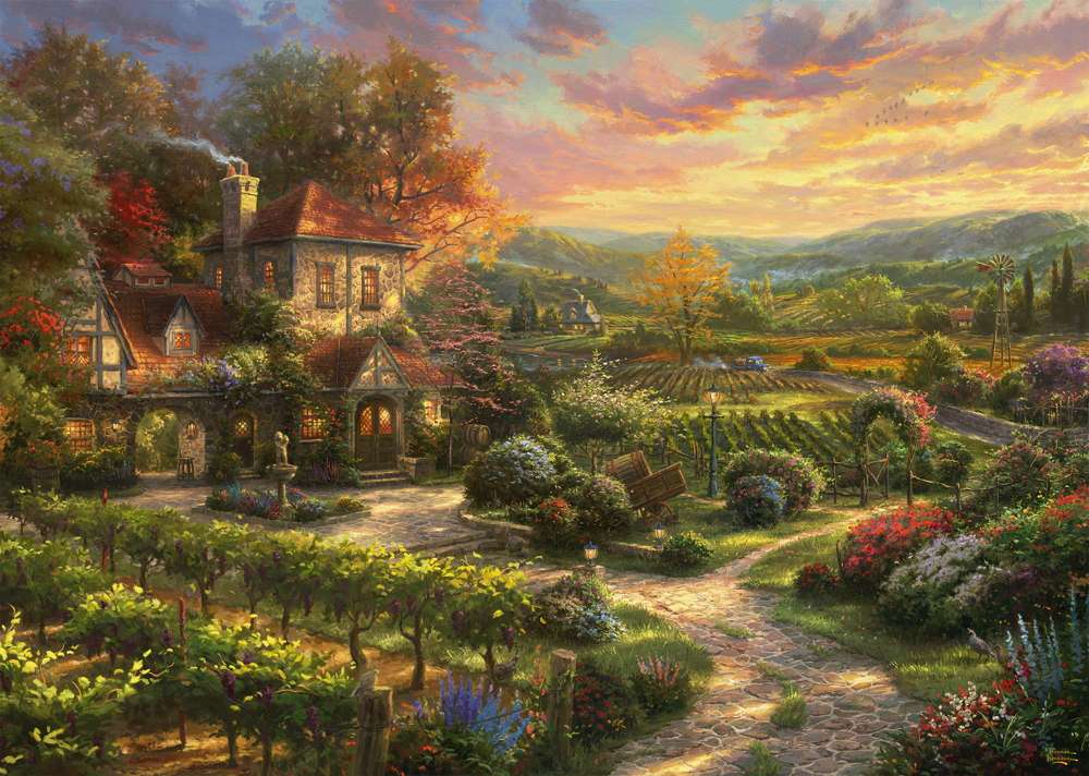 Landhuis met wijngaarden schilderen online puzzel
