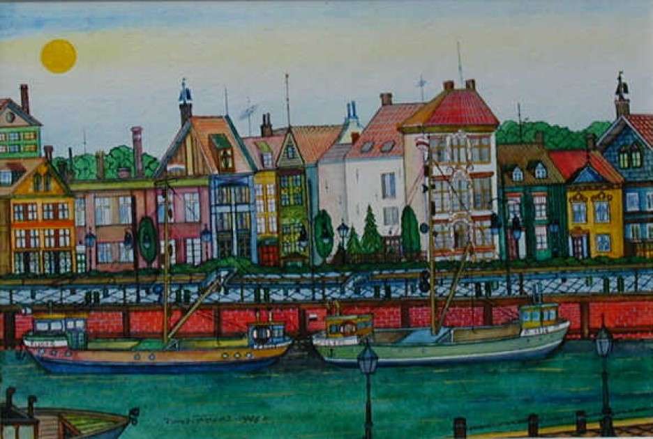 maisons de canal avec barges puzzle en ligne