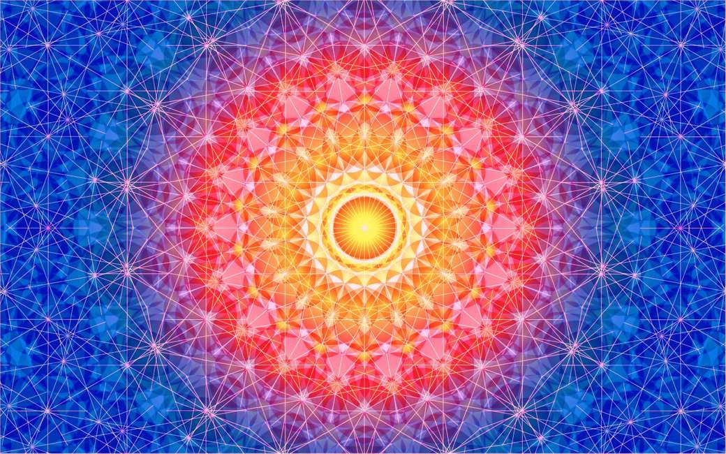 Mandala jaune rouge orange violet bleu puzzle en ligne