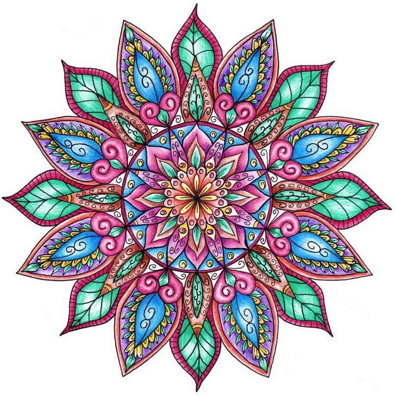Mandala colorida em todas as cores puzzle online
