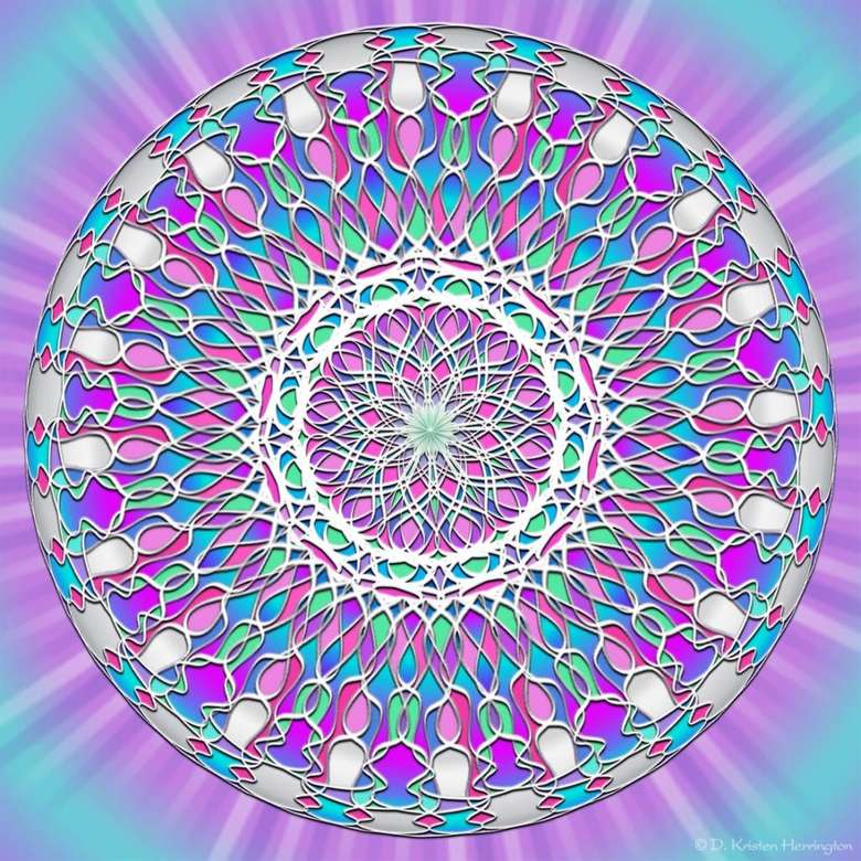 Mandala turkoois violet blauw online puzzel