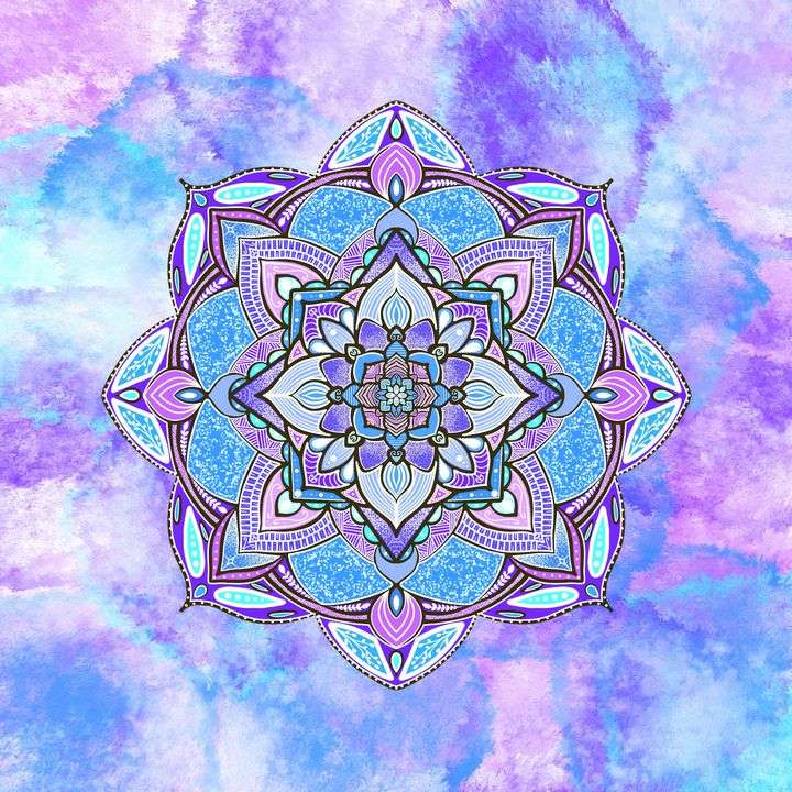 Mandala modrá fialová růžová skládačky online