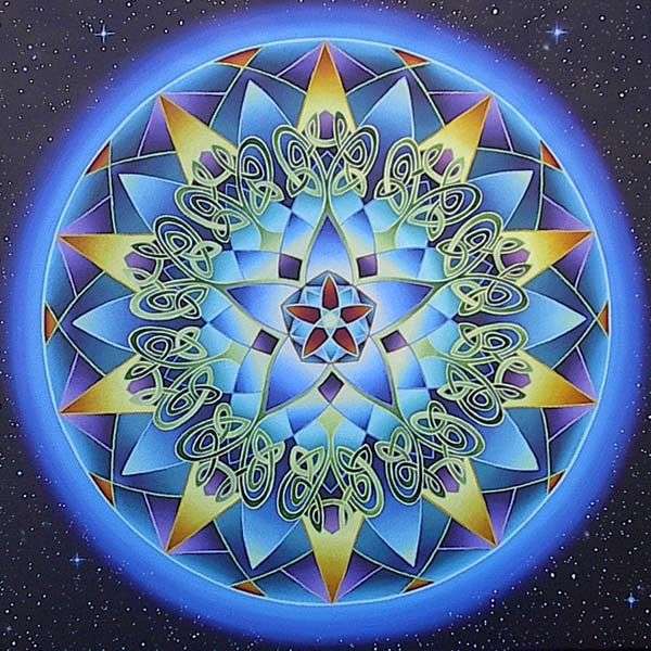 Mandala blauw goud online puzzel