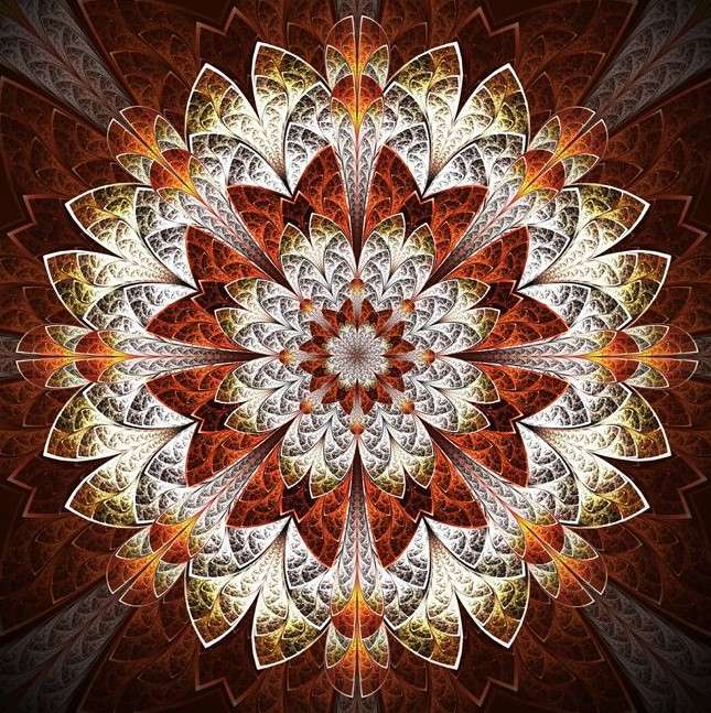 Mandala blanc marron orange puzzle en ligne
