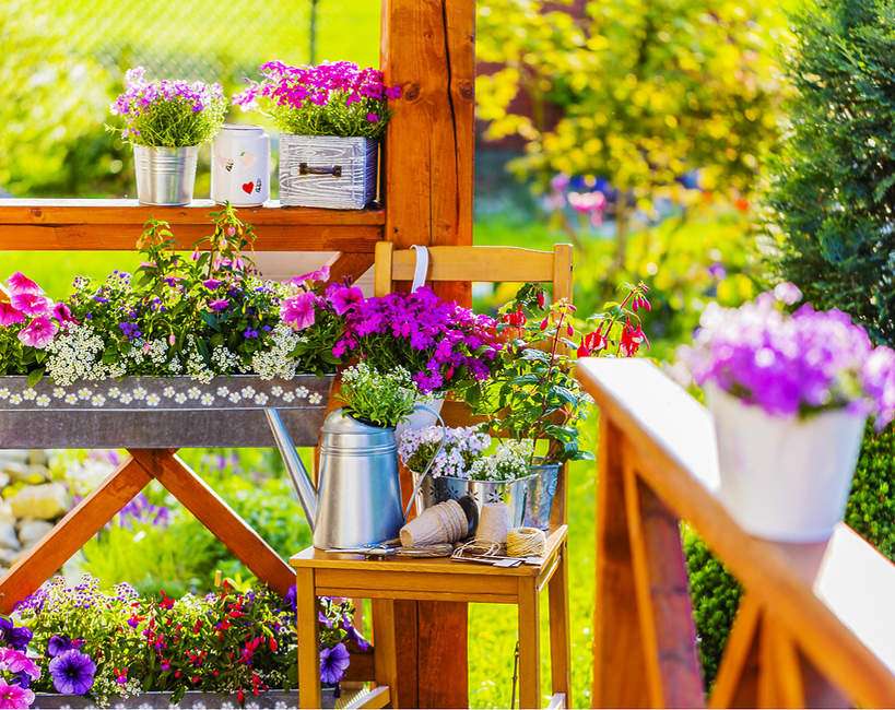 Blumen auf der Terrasse Puzzlespiel online